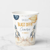 Gobelets En Papier Space Rockship Extérieur Espace Anniversaire (Verso)