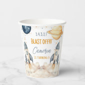 Gobelets En Papier Space Rockship Extérieur Espace Anniversaire (Recto)