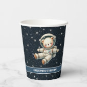 Gobelets En Papier Space Teddy Bear Astronaut Baby Boy Birthday Cups (Verso)