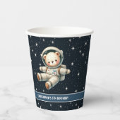 Gobelets En Papier Space Teddy Bear Astronaut Baby Boy Birthday Cups (Recto)