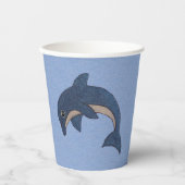 Gobelets En Papier Sparkle bleu blanc dauphin sur bleu clair (Recto)