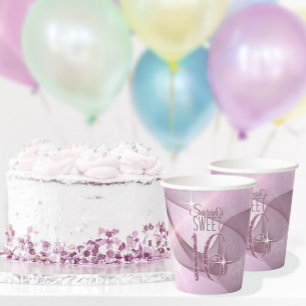Gobelets En Papier Sparkling Swirls Sweet Sixteen Orchid Pink ID652