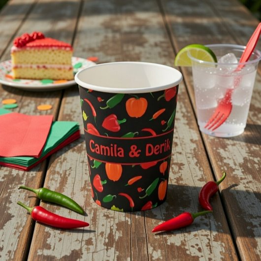 Gobelets En Papier Spicy Chili Pepper Pattern Personalized Party