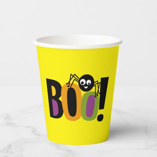 Gobelets En Papier Spider BOO Halloween (Recto)