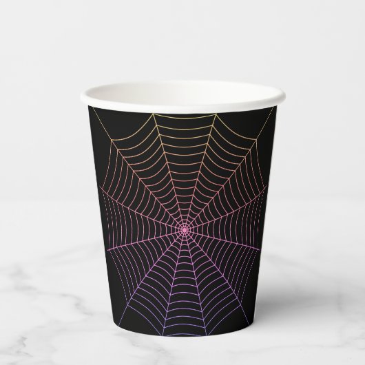 Gobelets En Papier Spider web noir violet orange Halloween (Verso)