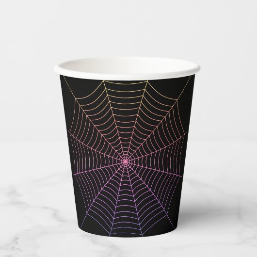 Gobelets En Papier Spider web noir violet orange Halloween (Recto)