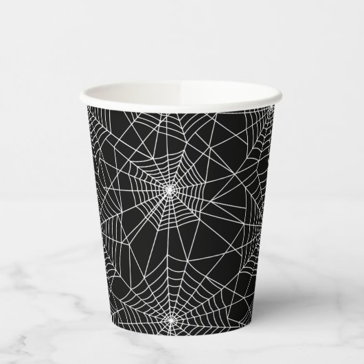 Gobelets En Papier Spiderweb Halloween noir et blanc (Gauche)