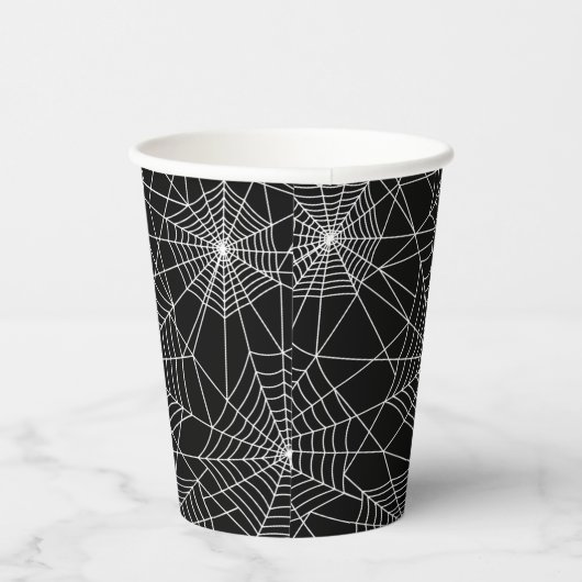 Gobelets En Papier Spiderweb Halloween noir et blanc (Droite)