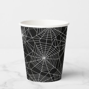 Gobelets En Papier Spiderweb Halloween noir et blanc