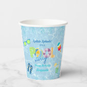 Gobelets En Papier Splish Splash Boys Anniversaire Piscine Party (Recto)