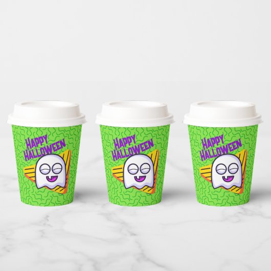 Gobelets En Papier Spooky Ghost Halloween Cups - green (Multi)