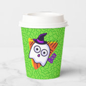 Gobelets En Papier Spooky Ghost Halloween Cups - green (Verso)