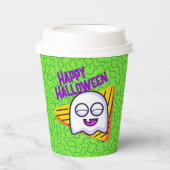 Gobelets En Papier Spooky Ghost Halloween Cups - green (Recto)