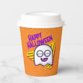 Gobelets En Papier Spooky Ghost Halloween Cups - orange (Recto)