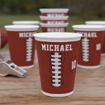 Gobelets En Papier Sports Anniversaire Américain Football Party Paper<br><div class="desc">Hup ! Ajoutez votre nom et votre âge à cette tasse de papier inspirée du football américain sportif et installez-vous pour regarder le match.</div>