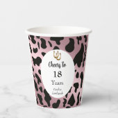 Gobelets En Papier Spots de vache noire, Gold Rose & Horseshoe Annive (Recto)