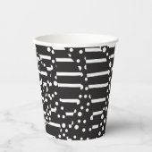 Gobelets En Papier Spots et bandes 2 en blanc sur noir (Recto)
