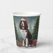 Gobelets En Papier Springer Spaniel Chien dans la neige Noël (Verso)