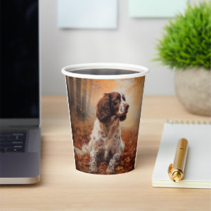 Gobelets En Papier Springer Spaniel en automne feuilles chute inspire