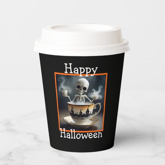 Gobelets En Papier Squelette dans une tasse Halloween (Recto)