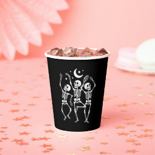 Gobelets En Papier Squelette dansant Joyeux Halloween Crâne d'automne