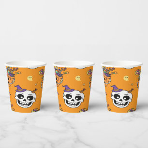 Gobelets En Papier Squelette drôle et bonbons pour Halloween