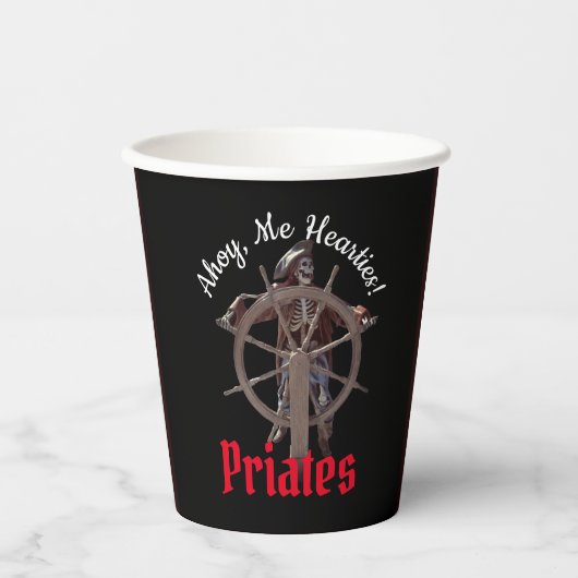 Gobelets En Papier Squelette du Parti Pirates (Recto)