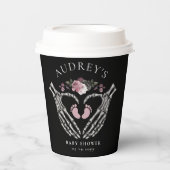 Gobelets En Papier Squelette gothique Mains Coeur Bébé Fille Douche (Recto)