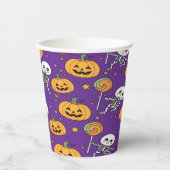 Gobelets En Papier Squelette mignon pour s'amuser à Halloween (Recto)