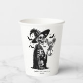 Gobelets En Papier Squelette noir et blanc Halloween Party (Verso)