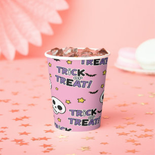 Gobelets En Papier Squelettes Mignons Roses Pour Halloween