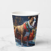 Gobelets En Papier Staffordshire Bull Terrier Noël Festive (Recto)