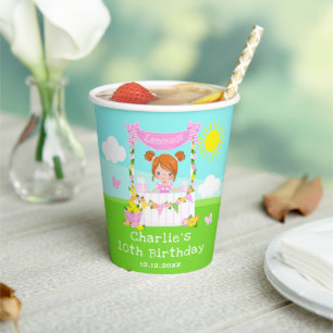Gobelets En Papier Stand de citronnade rose Anniversaire Fille des ch