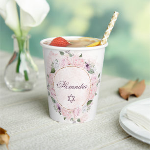 Gobelets En Papier Star Of David Jewish Girl Baby Naming Rose