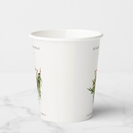 Gobelets En Papier Star Orament Pine Branch Faune Joyeux Noël (Gauche)