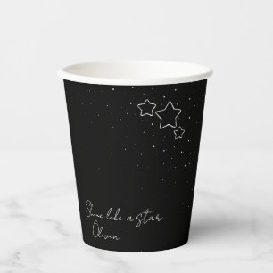 Gobelets En Papier Star Trio en noir et blanc avec message et nom