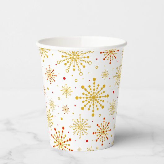 Gobelets En Papier Starburst rétro atomique mi-siècle Mood Rouge & Or (Gauche)