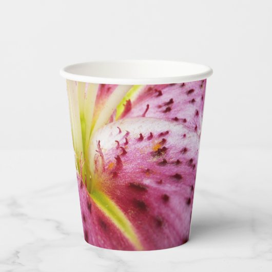 Gobelets En Papier Stargazer Lily brillant Magenta Floral (Verso)
