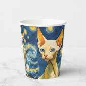 Gobelets En Papier Starry Night Elf Sphynx Cat Art Party Fournitures (Gauche)