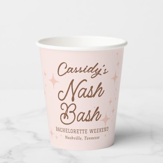 Gobelets En Papier Stars Rétro Rose Nash Bash Bachelorette (Verso)