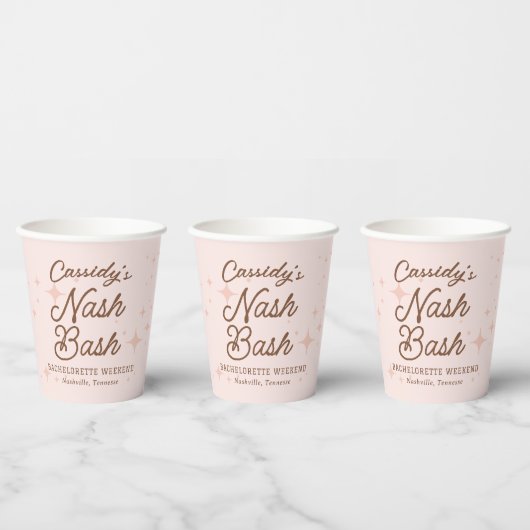 Gobelets En Papier Stars Rétro Rose Nash Bash Bachelorette (Multi)