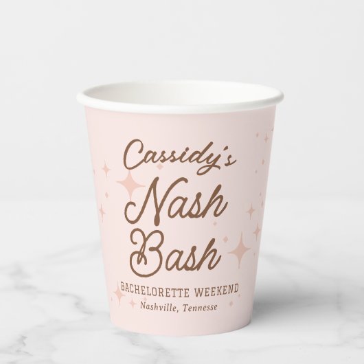 Gobelets En Papier Stars Rétro Rose Nash Bash Bachelorette (Recto)
