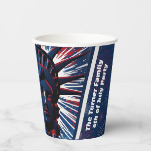 Gobelets En Papier Statue patriotique rouge bleue de la liberté 4 jui