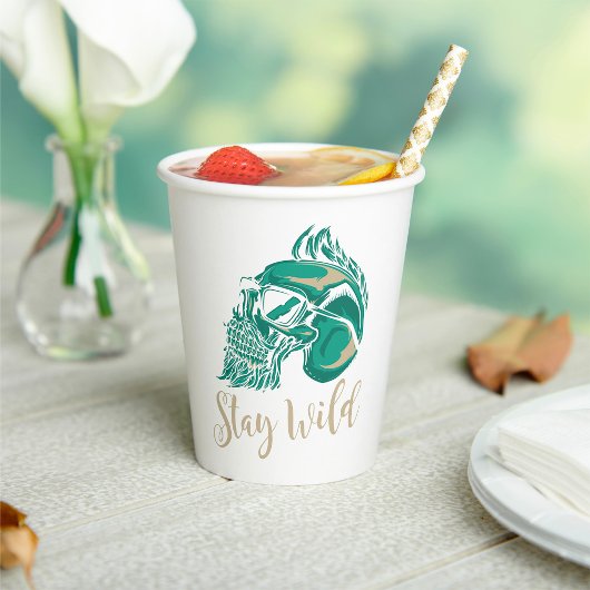 Gobelets En Papier Stay Wild Modern Bearded Skull