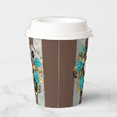 Gobelets En Papier Steampunk Clock and Turquoise Roses on Striped (Droite)