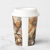 Gobelets En Papier Steampunk Rose victorien papillon et lunettes (Droite)