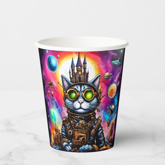 Gobelets En Papier Steampunk Space Chat I (Recto)