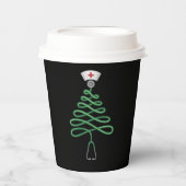 Gobelets En Papier Stethoscope Arbre de Noël Infirmière Scrub Xmas (Recto)