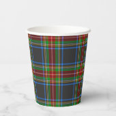 Gobelets En Papier Stewart Black Tartan Scottish Plaid Motif (Verso)