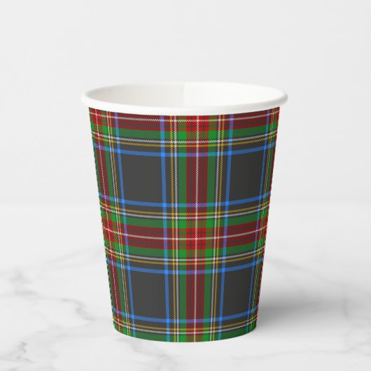 Gobelets En Papier Stewart Black Tartan Scottish Plaid Motif (Gauche)